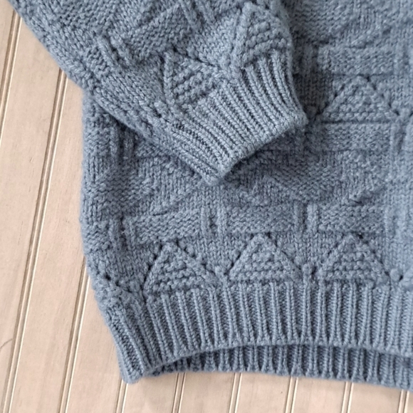 SISLEY Vintage 100% Virgin Wool Chunky Knit Cut Out Turtleneck Pullover Sweater - Picture 4 of 8